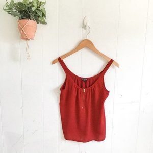 Express Red Gold Zipper Chiffon Spaghetti Strap Tank Top